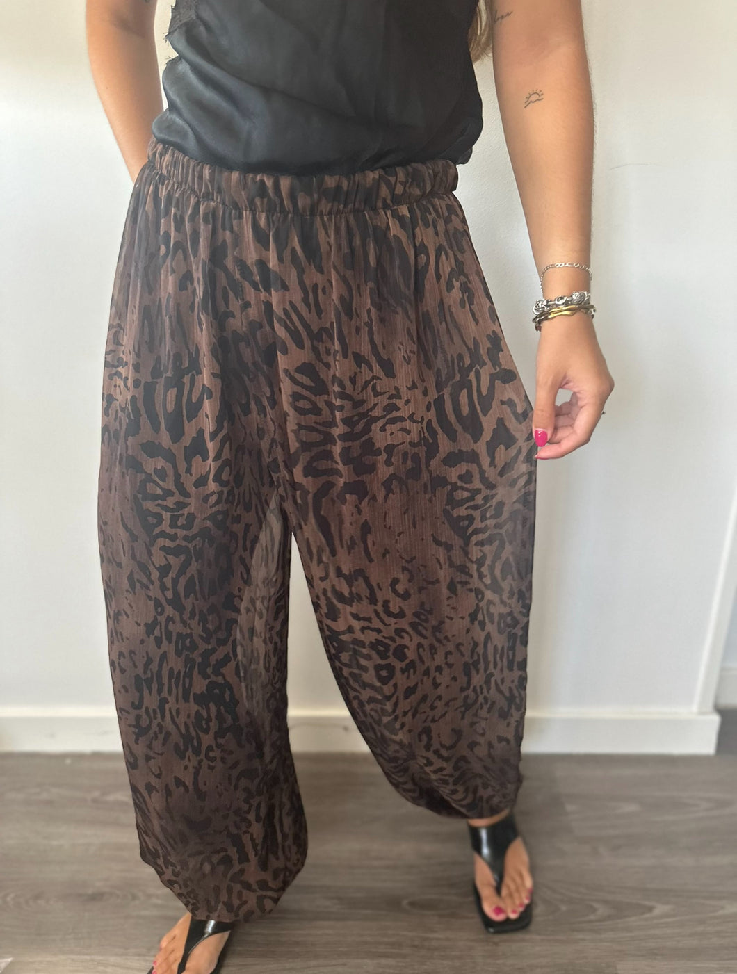 Pantalón Bombacho Leopardo Gasa